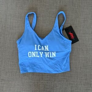Blue Sports Bra with Motivational Print